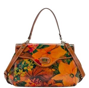 Patricia Nash Verga Frame Satchel Floral Leather Handbag Multi Color